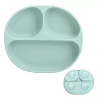 Miseczki i talerzyki dla dzieci - Talerz silikonowy THREE 3 light green - miniaturka - grafika 1