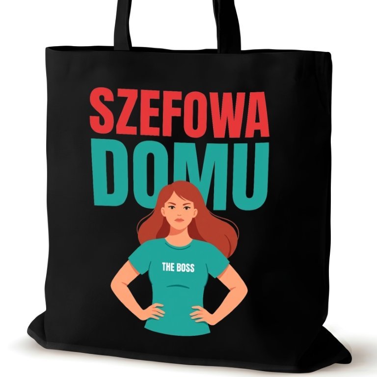 Torba bawełniana dla MAMY czarna na ramię duża prezent biura śmieszna