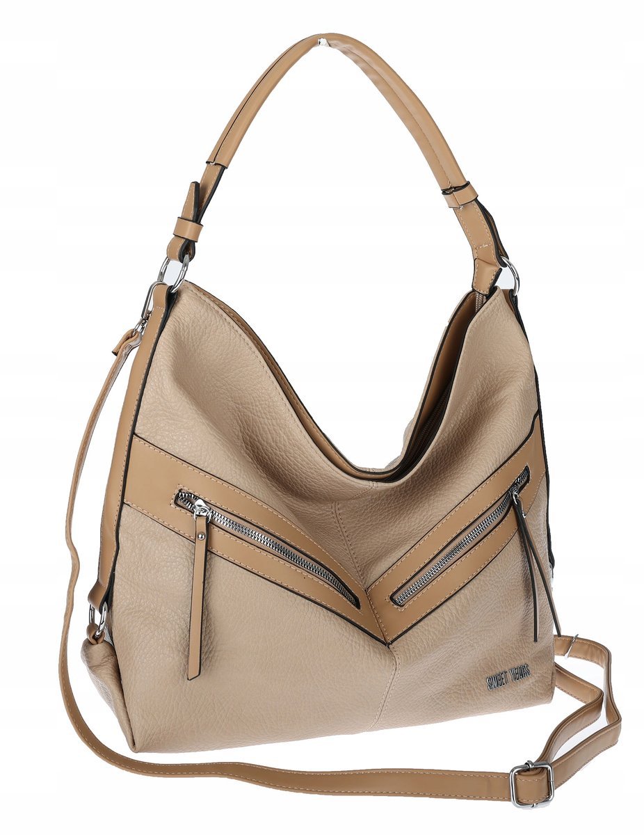 Torebka Damska shopper WOREK włoska marka SWEET YEARS A4 duża 4103 Beżowa
