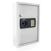 Szafki na klucze - Sejf z zamkiem elektronicznym do firm na klucze 48 haczyków BITUXX biały - miniaturka - grafika 1