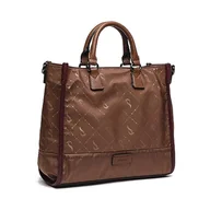 Torebki damskie - Abbacino Torba shopper z materiałów pochodzących z recyklingu z nadrukiem, Taupe - miniaturka - grafika 1
