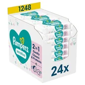 Chusteczki nawilżane - 2x Pampers Chusteczki nawilżane Sensitive 0% plastic 24x52szt. - miniaturka - grafika 1