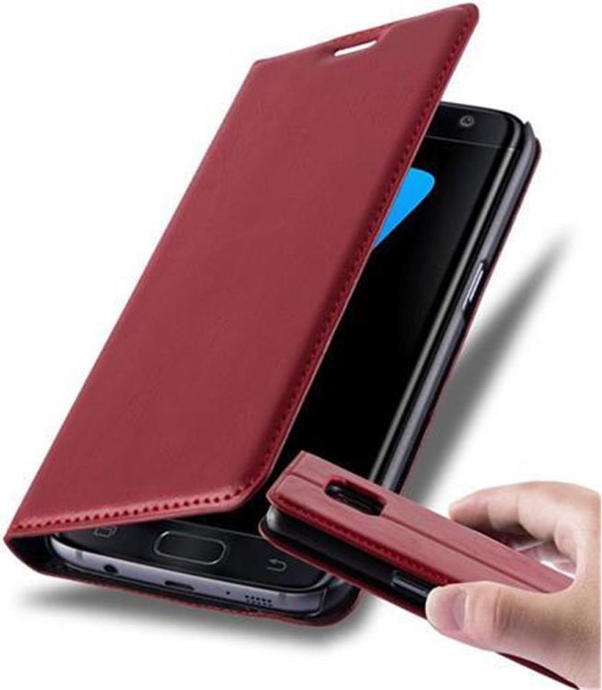 Etui Cadorabo do Samsung Galaxy S7 EDGE w kolorze APPLE RED Etui na telefon komórkowy z zapięciem magnetycznym, funkcją podstawki i miejscem na kartę Etui Etui ochronne Etui z klapką w stylu książki