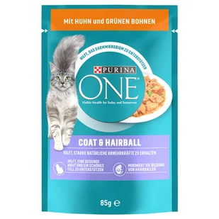 Purina One Coat & Hairball 6 x 85 g Kurczak z zieloną fasolką - Mokra karma dla kotów - miniaturka - grafika 3
