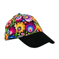 Czapki i chusty sportowe męskie - CZAPKA Z CZARNYM DASZKIEM - WZORY FOLK ŁOWICKIE FOLKSTAR - miniaturka - grafika 1