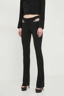 Patrizia Pepe spodnie damskie kolor czarny dzwony high waist - Spodnie damskie - miniaturka - grafika 1