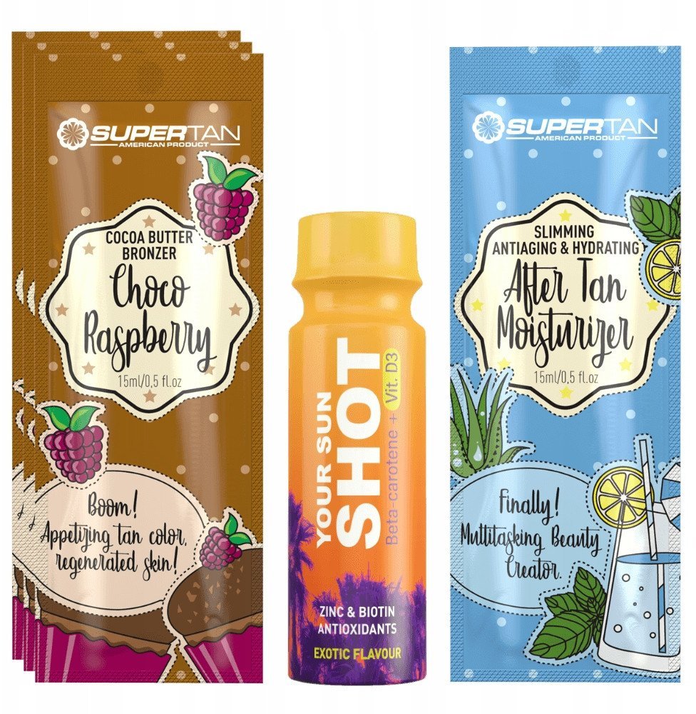 Supertan Choco Raspberry 3x 15ml Mocny Bronzer + Gratisy