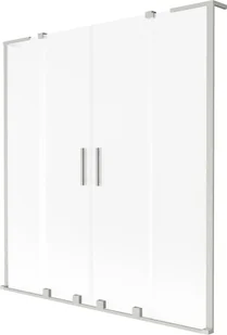 Mexen Velar L Duo parawan nawannowy 2-skrzydłowy rozsuwany 140 x 150 cm, szron, nikiel szczotkowany - 896-140-003-32-97 - Parawany nawannowe - miniaturka - grafika 1