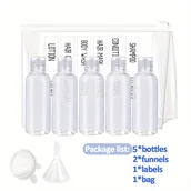 Pozostałe akcesoria kosmetyczne - TEMU Zestaw podróżny z pojemnikiem na kosmetyki, torebką do przechowywania, pojemnikiem na szampon i balsam, butelką z etykietami, podróżną butelką z - miniaturka - grafika 1