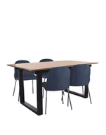 Stoły - Zestaw: Stół rozkładany Grand + 4 krzesła do jadalni Bella Black - miniaturka - grafika 1