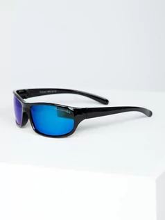 Okulary przeciwsłoneczne - Czarno-niebieskie okulary przeciwsłoneczne Denley PLS12 - grafika 1