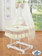 Łóżeczka i kojce - My Sweet Baby Kosz Mojżesza z baldachimem- Miś z kokardką brązowy - miniaturka - grafika 1