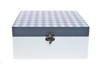 Pudełka i szkatułki - Pudełko ze wzorem szachownicy, małe, szare,  15x15x7,3 cm - miniaturka - grafika 1