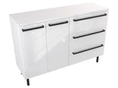 Szafki łazienkowe - Szafka Stojąca Z Blatem ATH 120 cm DS Prawa - Biały Wysoki Połysk - Uchwyty Czarne Matowe - miniaturka - grafika 1