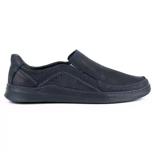 Olivier Buty męskie wsuwane skórzane SLIP-ON 216GT granatowe - Mokasyny męskie - miniaturka - grafika 1