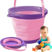 Zabawki do piasku - WIADRO SILIKONOWE WIADERKO SKŁADANE plażowe piasku wody dla dzieci piaskownicy - miniaturka - grafika 1