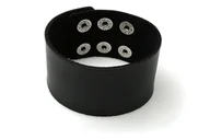 Bransolety męskie - Szeroka Męska Bransoletka Skórzana Czarna - miniaturka - grafika 1