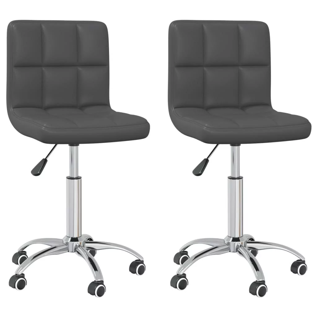 vidaXL Lumarko Obrotowe krzesła stołowe, 2 szt., szare, sztuczna skóra 334348
