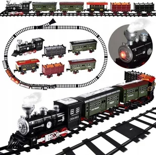 Kolejka z torami Lokomotywa z wagonami para wodna + światło RC0629 - Pociągi dla dzieci - miniaturka - grafika 1