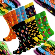 Skarpetki męskie - 6 x Skarpety Męskie Kolorowe Skarpetki Bawełniane Śmieszne Wzory 44-46 - miniaturka - grafika 1