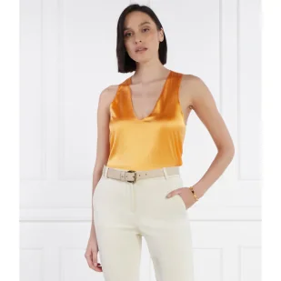Patrizia Pepe Satynowy top | Regular Fit - Koszulki i topy damskie - miniaturka - grafika 1