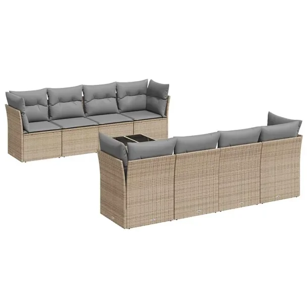 Beżowy zestaw mebli ogrodowych z rattanem PE, 234 x 62 x 69 cm
