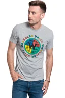 Koszulki męskie - Wrangler T Shirt Ss Globe Tee Mid Grey Mel W7D9Fkx37-M - miniaturka - grafika 1
