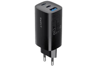 Havit UC20 trzyportowa ładowarka podróżna GaN 65 W czarna - Ładowarki do telefonów - miniaturka - grafika 1