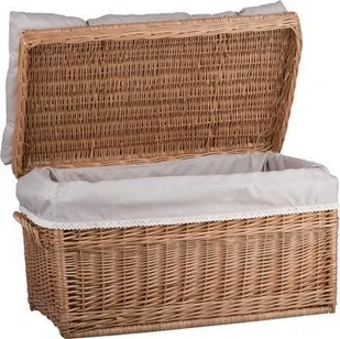 WickerPL Kufer Wiklinowy z Obszyciem skrzynia wiklinowa z wiekiem kosz na zabawki z poduszką 60x39 H39 cm - Pojemniki na zabawki - miniaturka - grafika 1