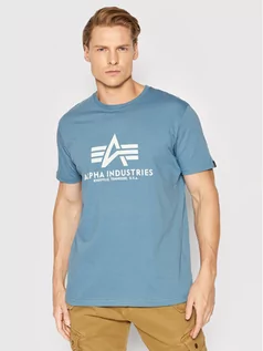 Koszulki męskie - Alpha Industries T-Shirt Basic 100501 Niebieski Regular Fit - grafika 1