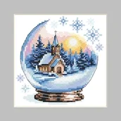 Pasmanteria - Haft krzyżykowy - Zestaw do haftu - Kartka świąteczna - Kula z kościółkiem - miniaturka - grafika 1