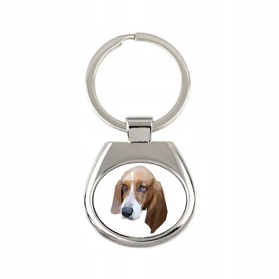 Basset pies geometryczny Brelok Breloczek metal - Breloki - miniaturka - grafika 1