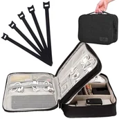 Torby podróżne - Organizer Torba Podróżna Na Kable Ładowarki 5 Rzepów Do Spinania Pojemny Xl - miniaturka - grafika 1