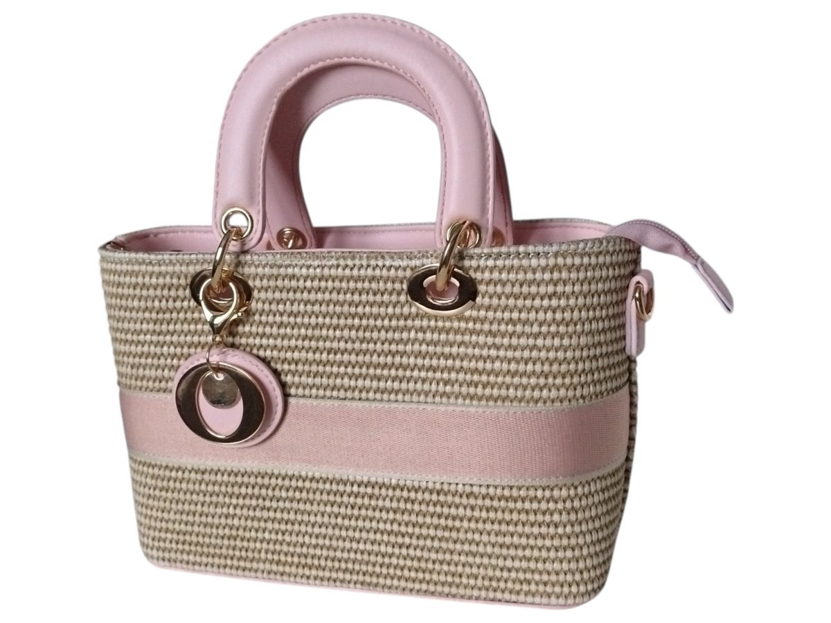 Torebka Damska, Mała Pleciona Listonoszka Na Ramię Z Eko-Skóry, Różowy