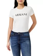 Koszulki i topy damskie - Armani Exchange Koszulka damska Sustainable, Slim Fit, Bold and Italics z nadrukiem logo, biała, S, biały, S - miniaturka - grafika 1