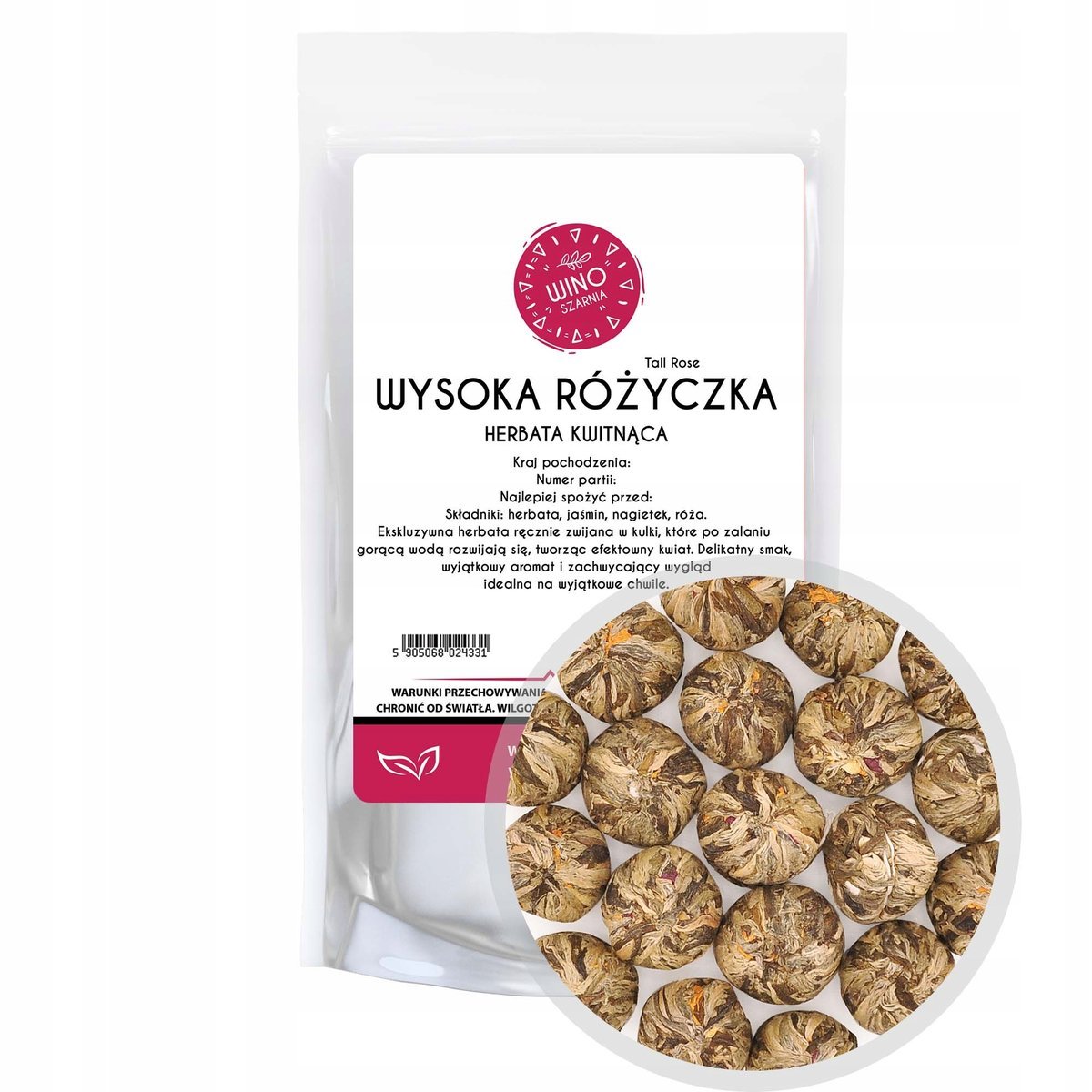Herbata kwitnąca zielona Wysoka Różyczka - Tall Rose - 100g 29.00