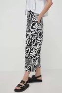 Spodnie damskie - Liviana Conti spodnie lniane kolor czarny szerokie high waist - miniaturka - grafika 1