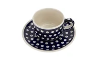 Filiżanki - Filiżanka 220 ml + spodek Bolesławiec Kropki 42 - miniaturka - grafika 1