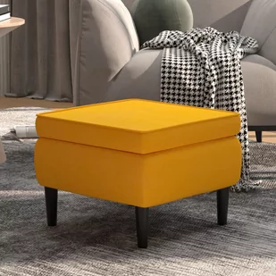 vidaXL Podnóżek z drewnianymi nóżkami, żółty, obity aksamitem - Taborety i hokery - miniaturka - grafika 1