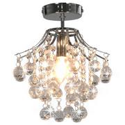 Lampy sufitowe - vidaXL Lampa sufitowa z kryształkami i koralikami, srebrna, E14 - miniaturka - grafika 1