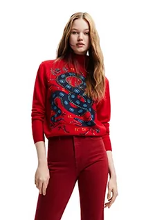 Swetry damskie - Desigual Sweter damski, czerwony, L - grafika 1