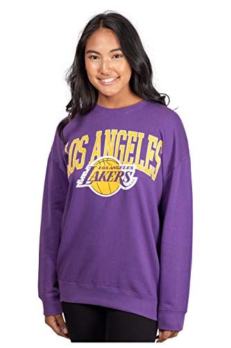 Ultra Game Oficjalna bluza damska NBA Extra Soft Fleece Distressed Oversized Pullover Bluza, Los Angeles Lakers, Team Color, Mały