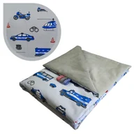 Koce i narzuty dla dzieci - Kocyk Dziecięcy 75x100 Letni Policja Szara/Szary Bawełna/Velvet Polski Producent - miniaturka - grafika 1