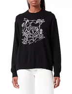 Swetry damskie - Love Moschino Damski sweter o regularnym kroju z długim rękawem z efektem tatuażu Heart Intarsia, czarny, 42 - miniaturka - grafika 1