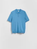 Swetry męskie - Reserved - Sweter polo z wiskozą - jasnoniebieski - miniaturka - grafika 1