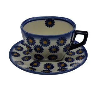 Ceramiczny filiżanka kwadratowa Bolesławiec - Filiżanki - miniaturka - grafika 1