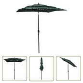 Parasole ogrodowe - The Living Store 3-poziomowy parasol na aluminiowym słupku - zielony - 2x2 m - Parasol Ogrodowy - miniaturka - grafika 1