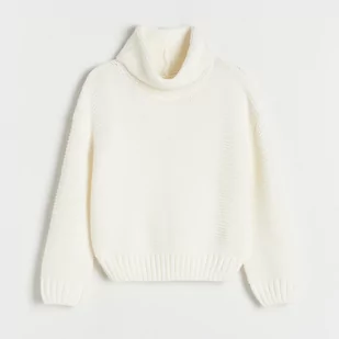 Reserved - Sweter z luźnym golfem - Kremowy - Swetry dla dziewczynek - miniaturka - grafika 1
