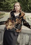 Kurtki damskie - Damska kurtka w zwierzęcy motyw czarno - brązowa - miniaturka - grafika 1