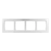 Klawisze i ramki - Karlik Ramka poczwórna Deco metal - aluminium szczotkowane, biały - miniaturka - grafika 1